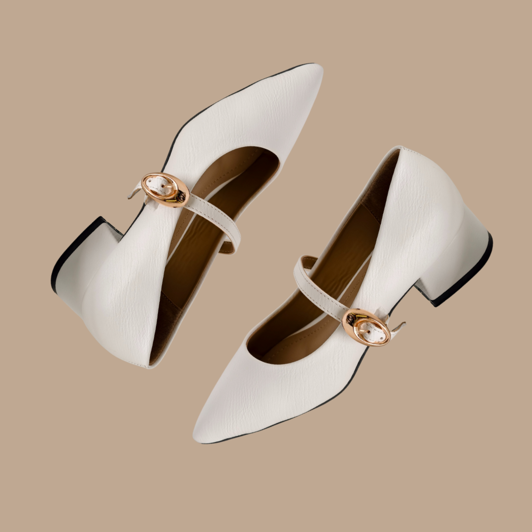 Snow White Buckle Heels