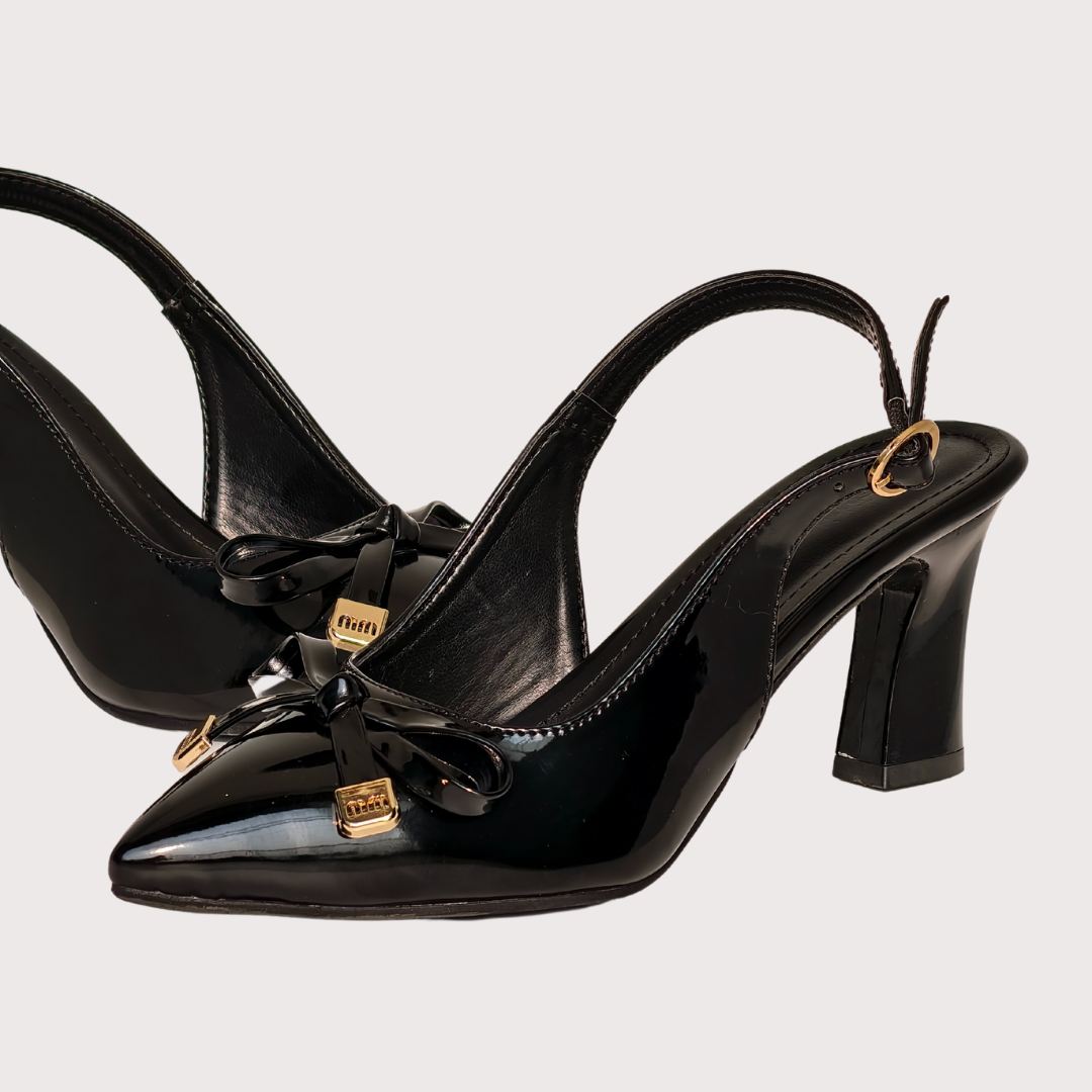 Black Bow Pointed Heels