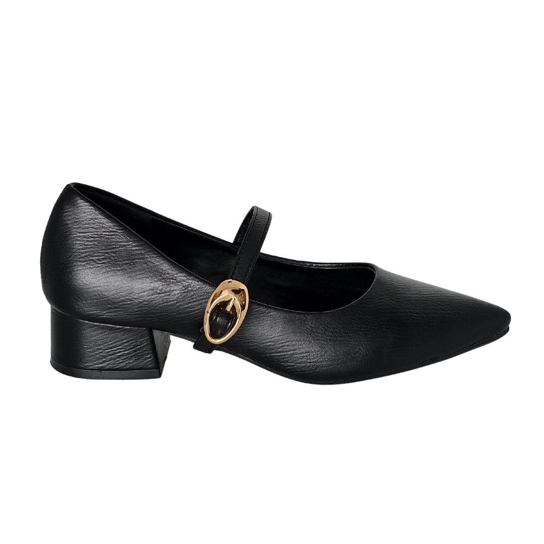 Pointed Black Block Heels