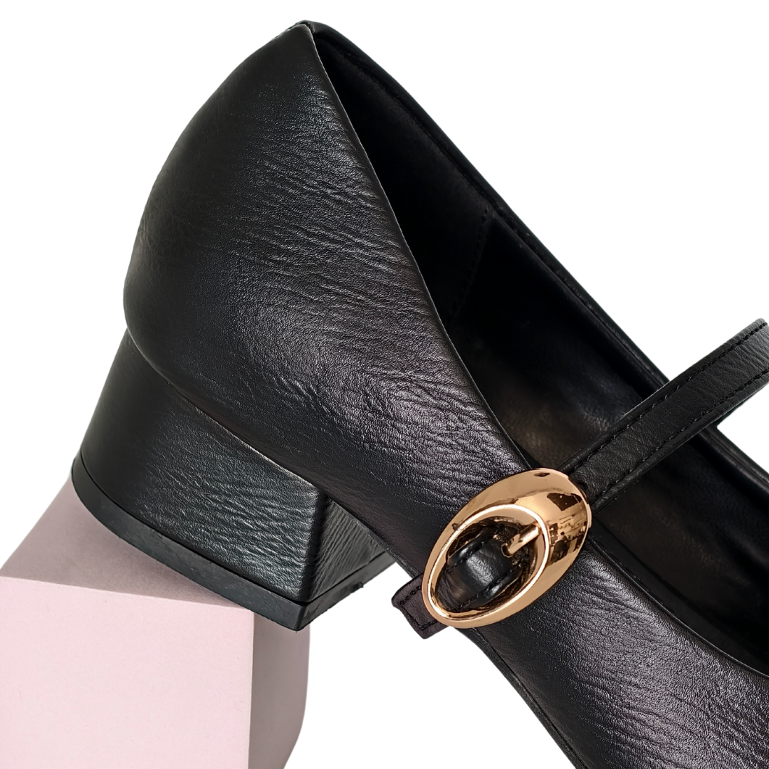 Pointed Black Block Heels