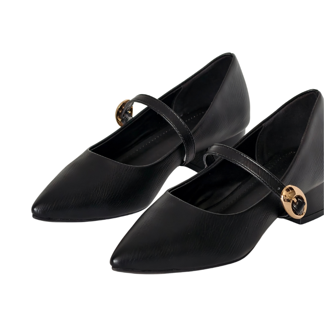 Pointed Black Block Heels