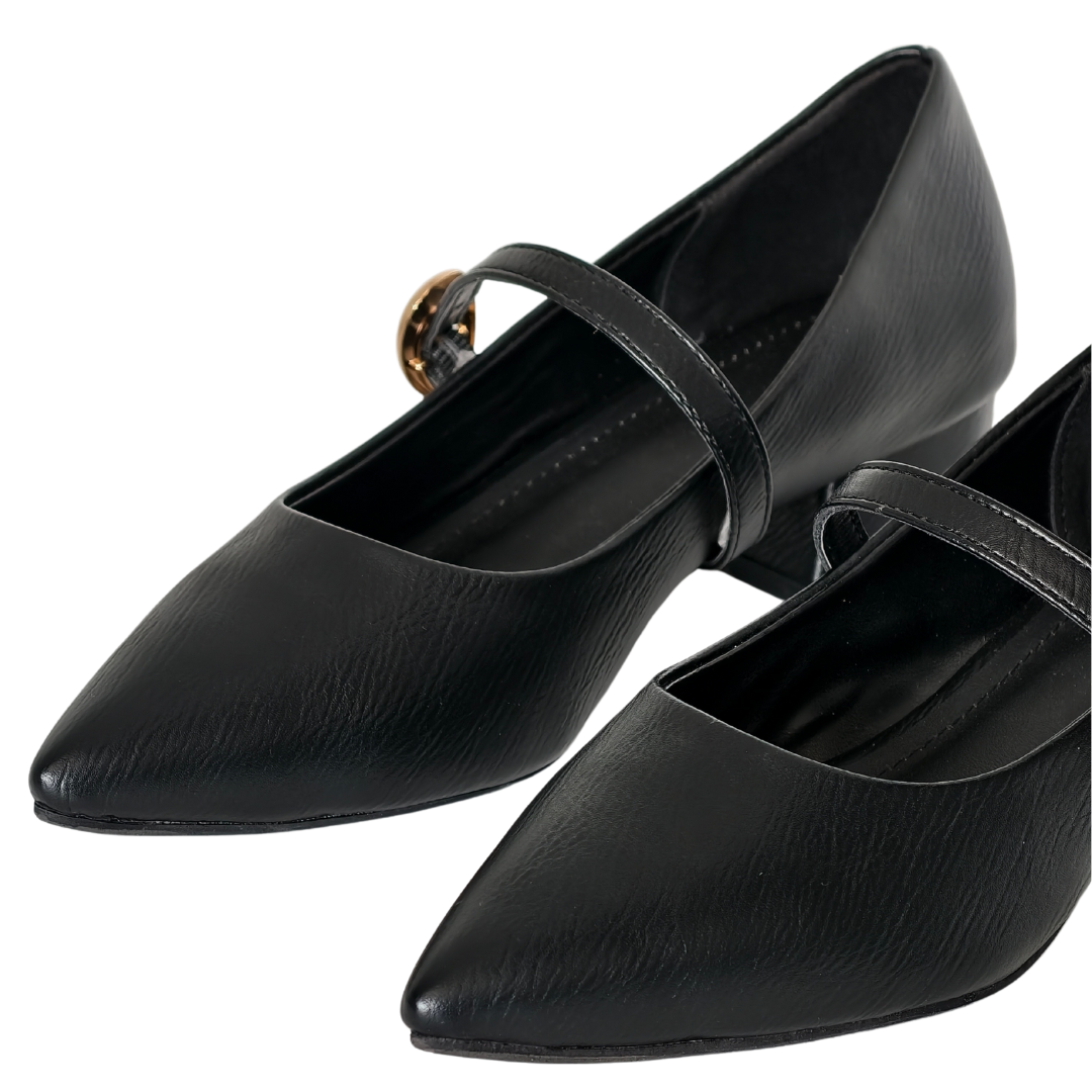 Pointed Black Block Heels