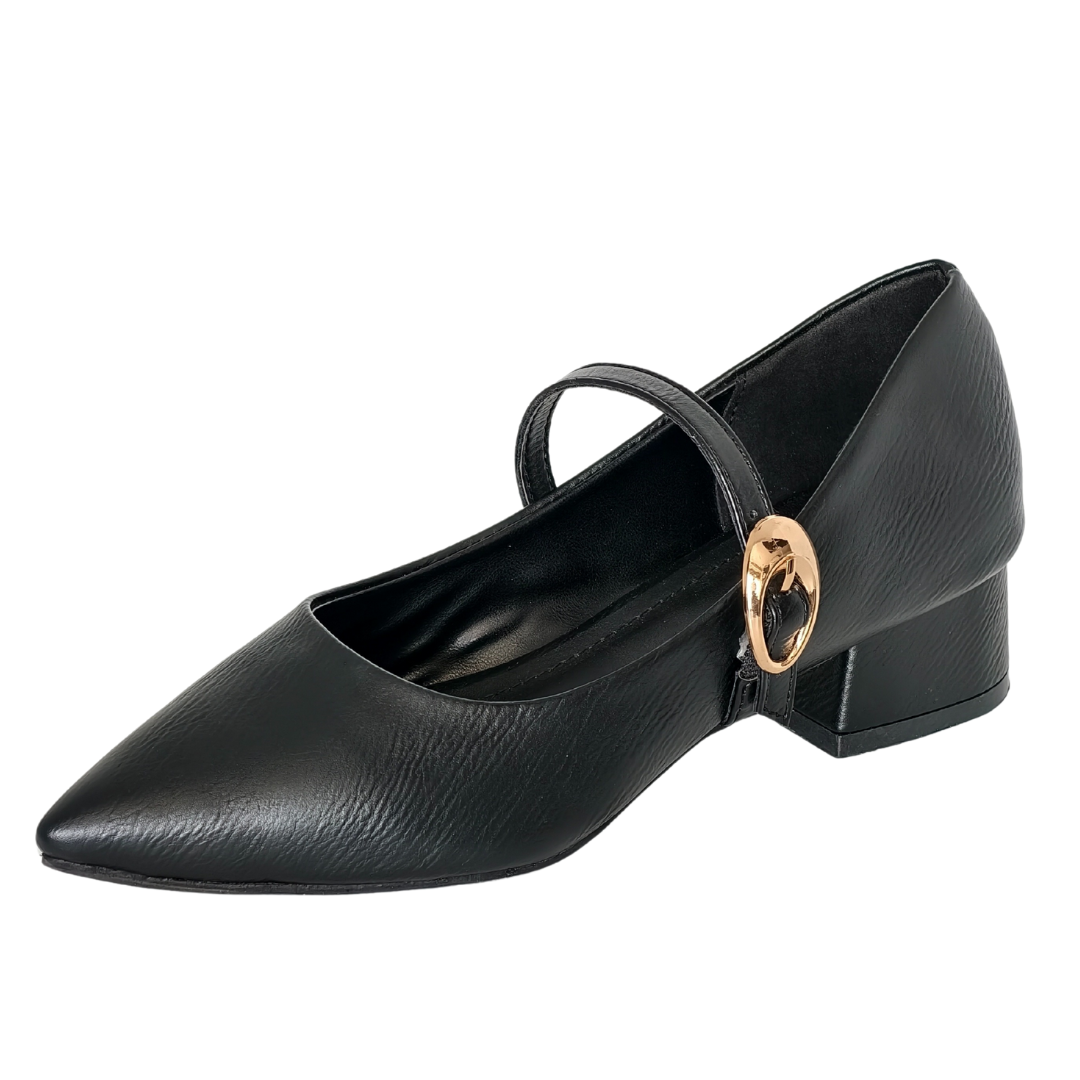 Pointed Black Block Heels