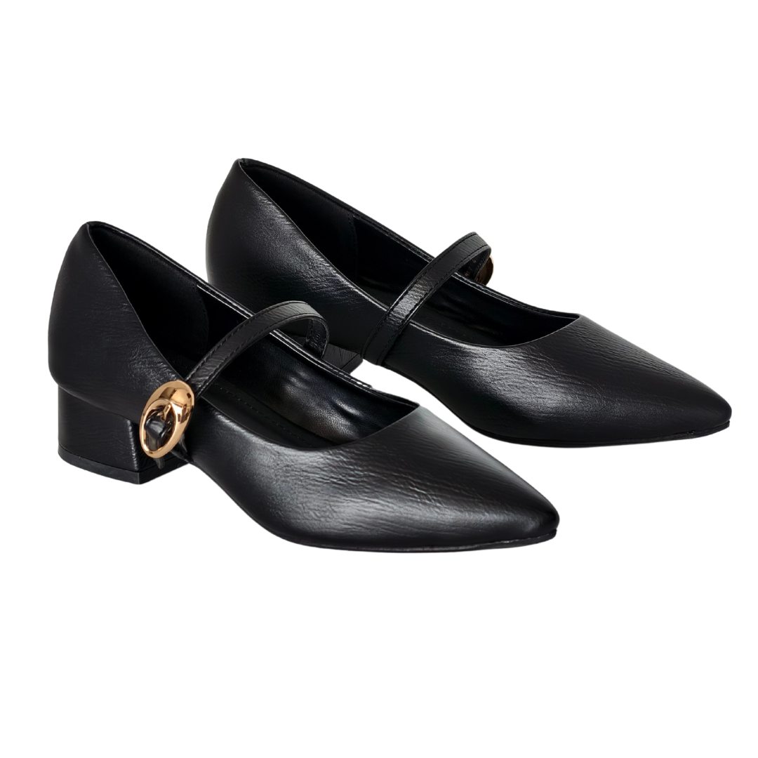 Pointed Black Block Heels