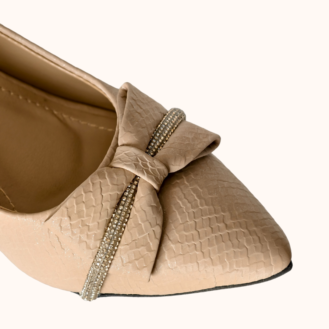 Sparkle Nude Bow Heels