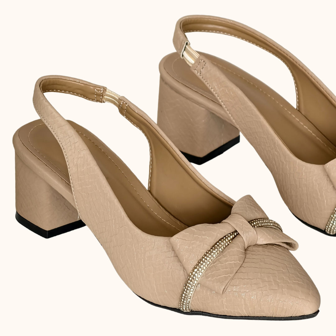 Sparkle Nude Bow Heels