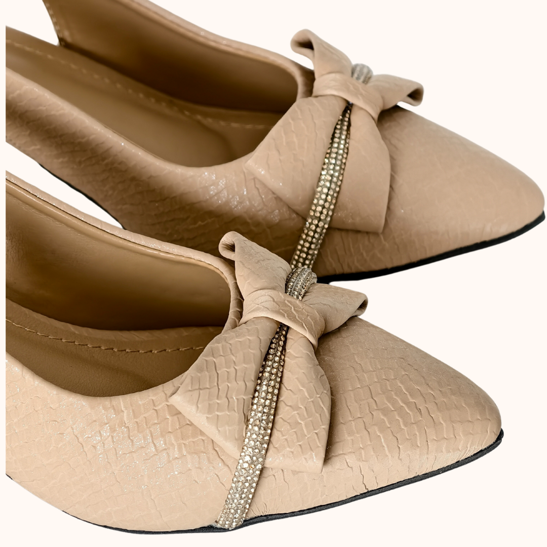 Sparkle Nude Bow Heels