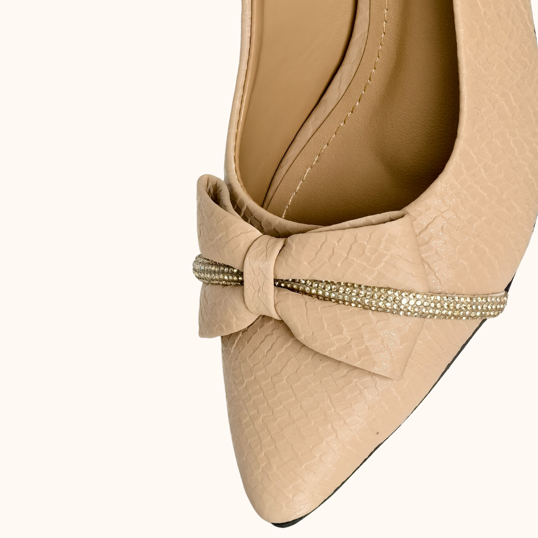 Sparkle Nude Bow Heels