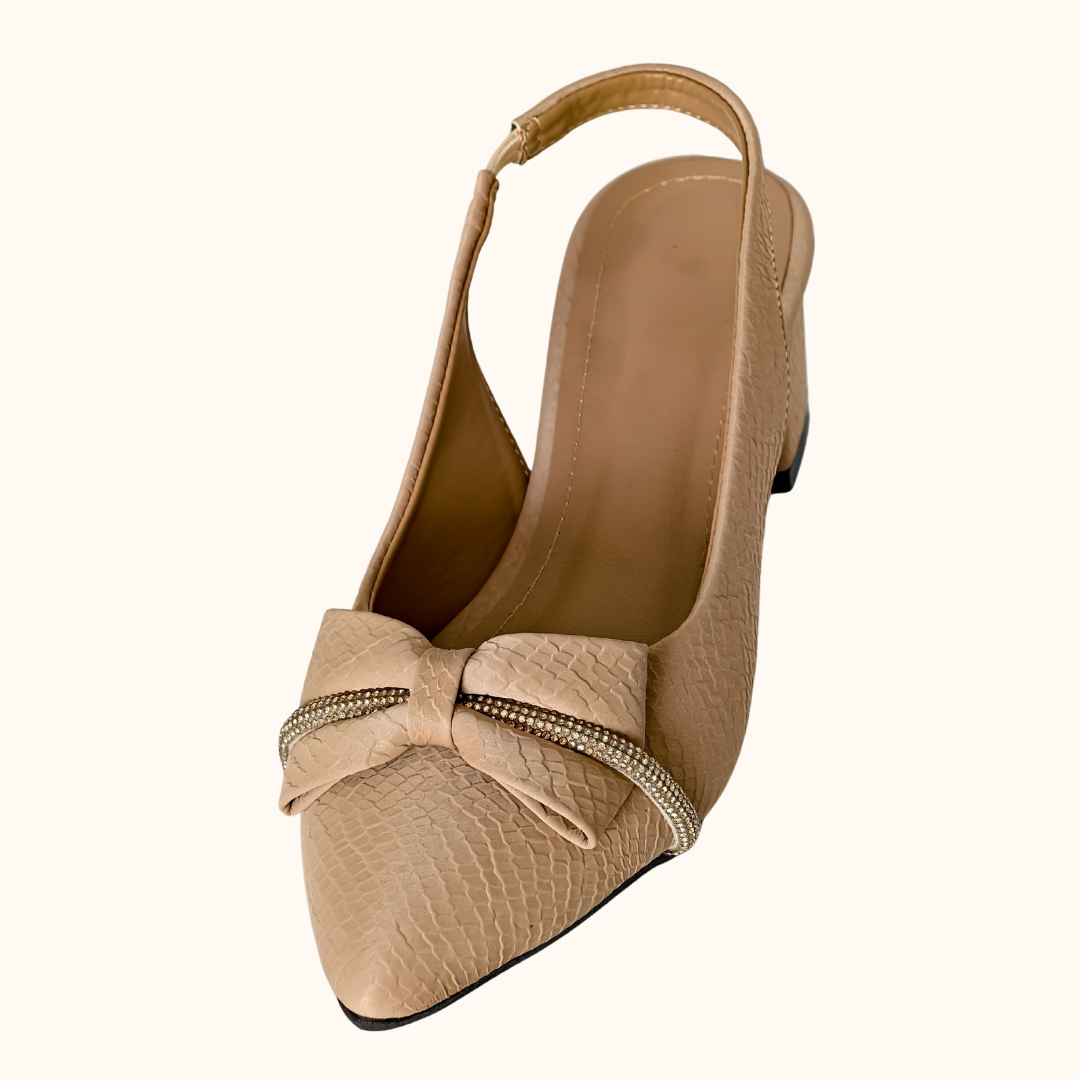 Sparkle Nude Bow Heels