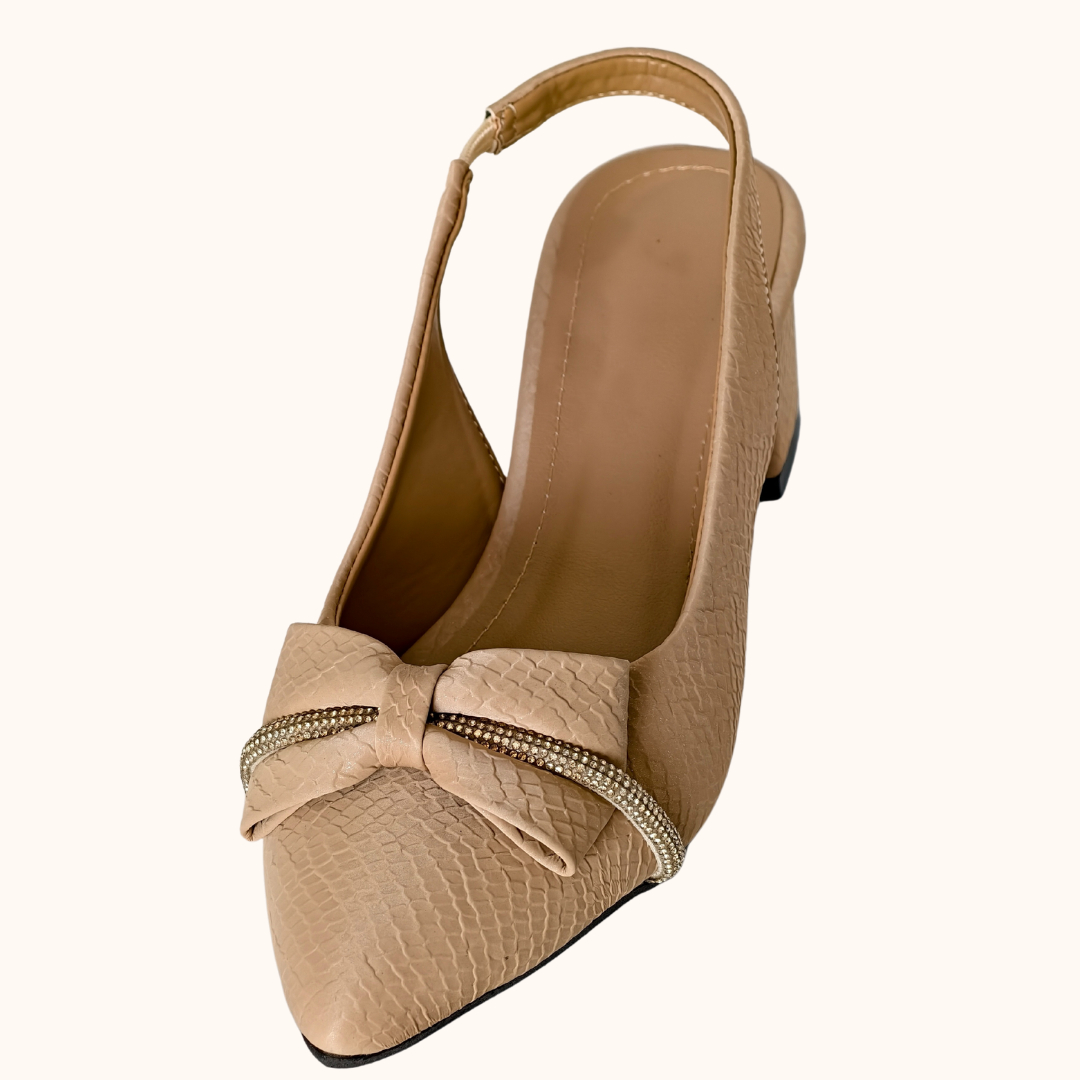 Sparkle Nude Bow Heels