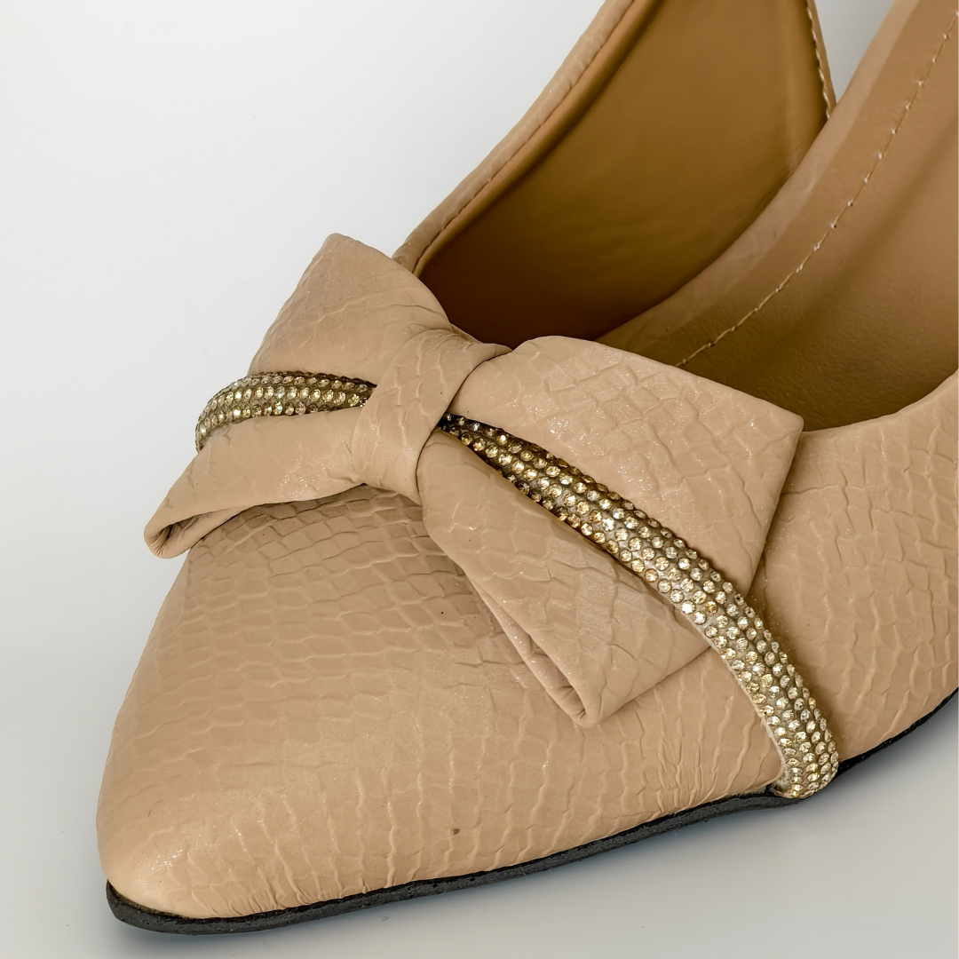 Sparkle Nude Bow Heels