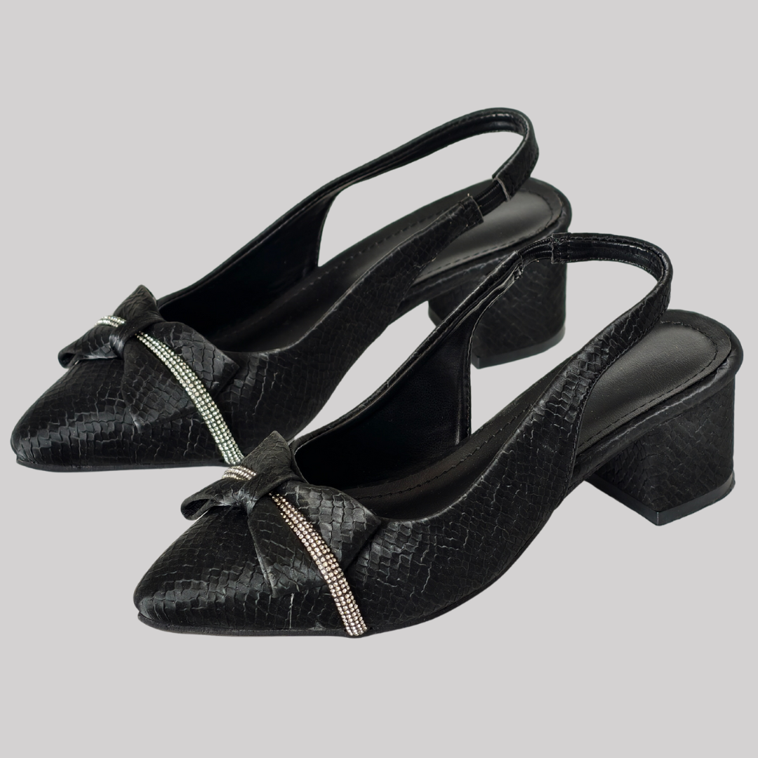 Sparkle Black Bow Heels