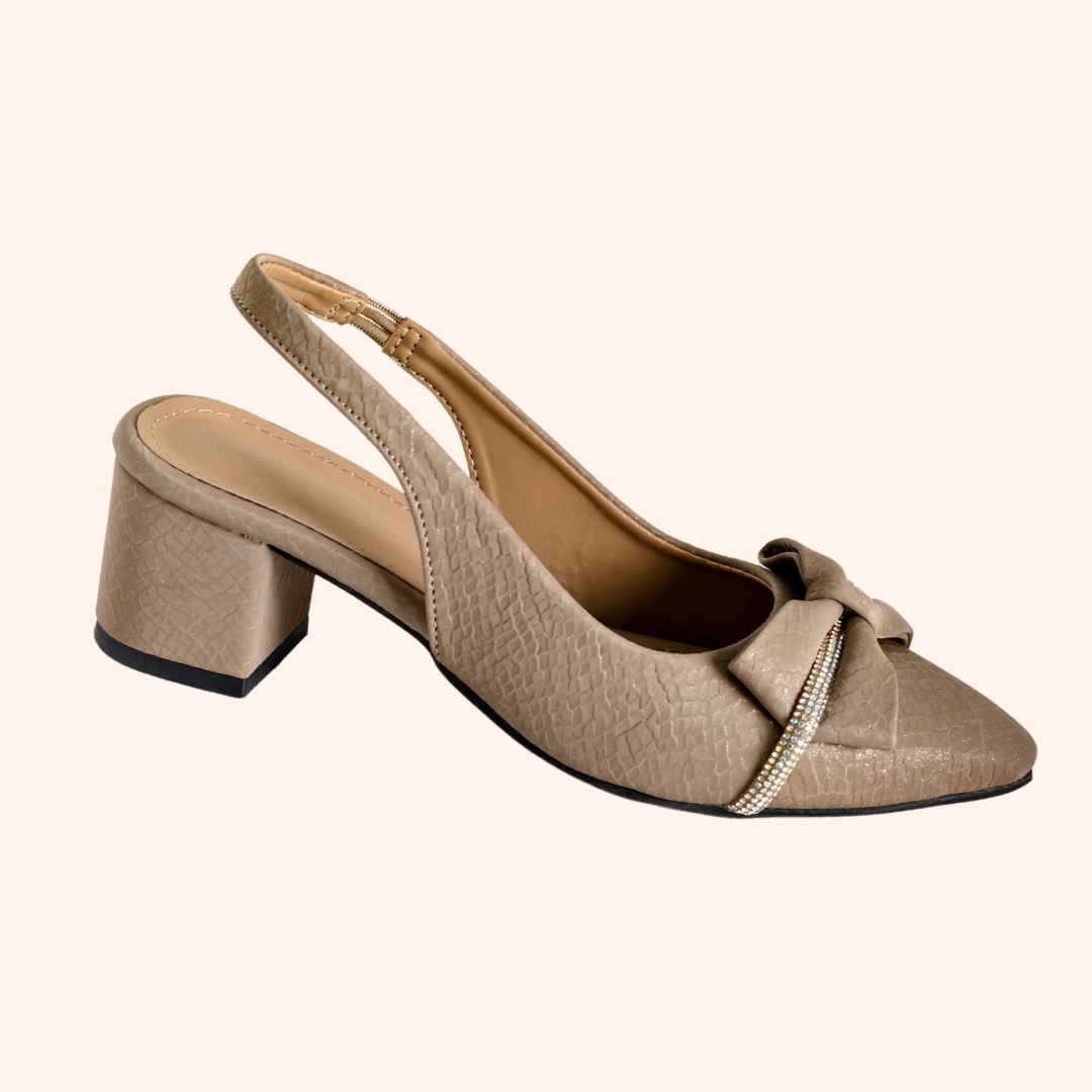 Sparkle Beige Bow Heels