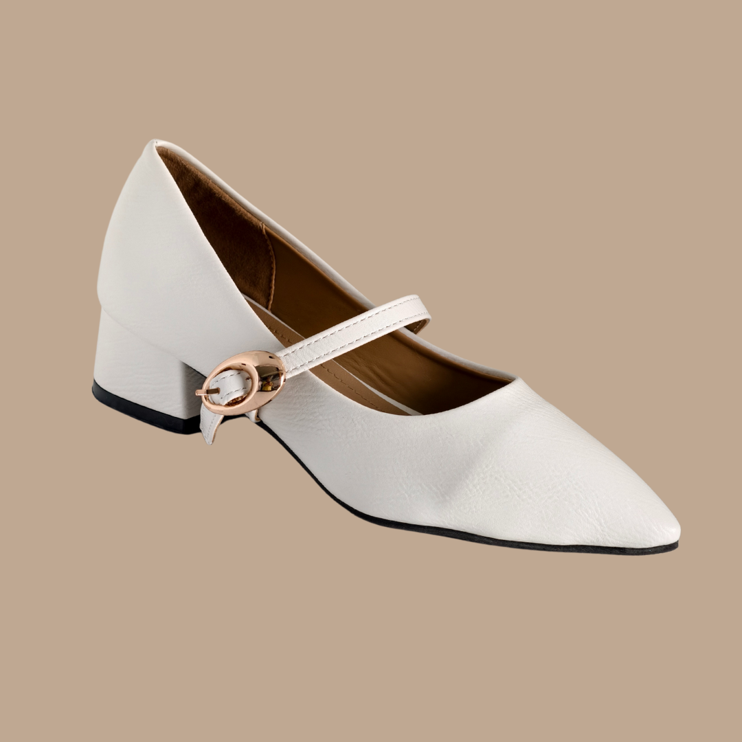 Snow White Buckle Heels