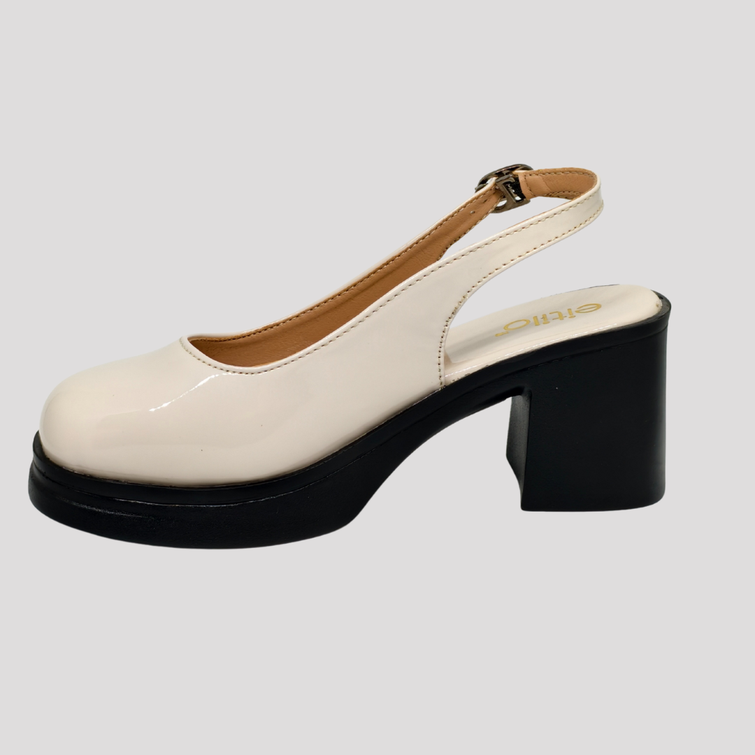 Cream Block-Heeled Sandal