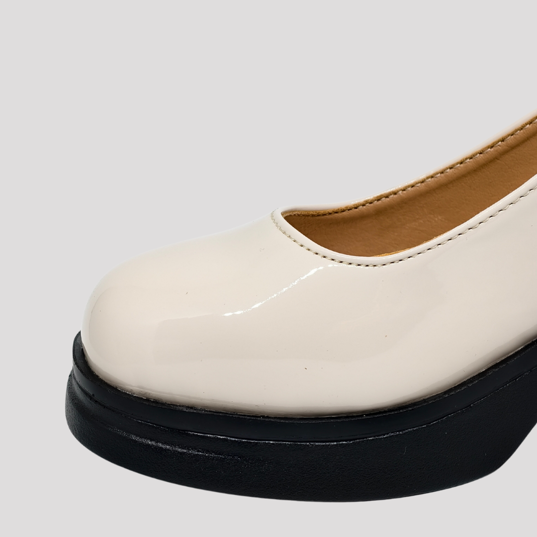 Cream Block-Heeled Sandal