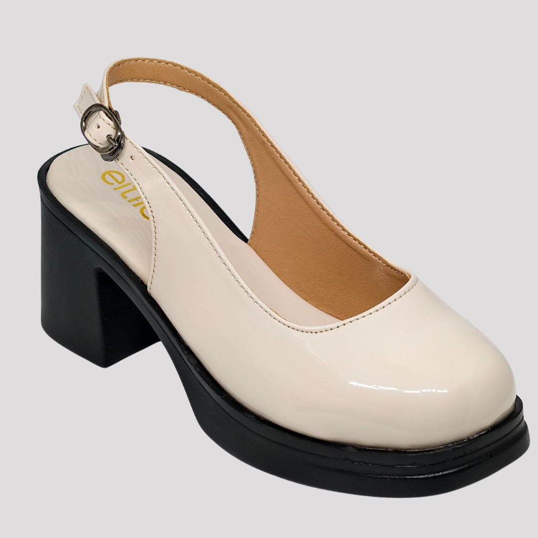 Cream Block-Heeled Sandal