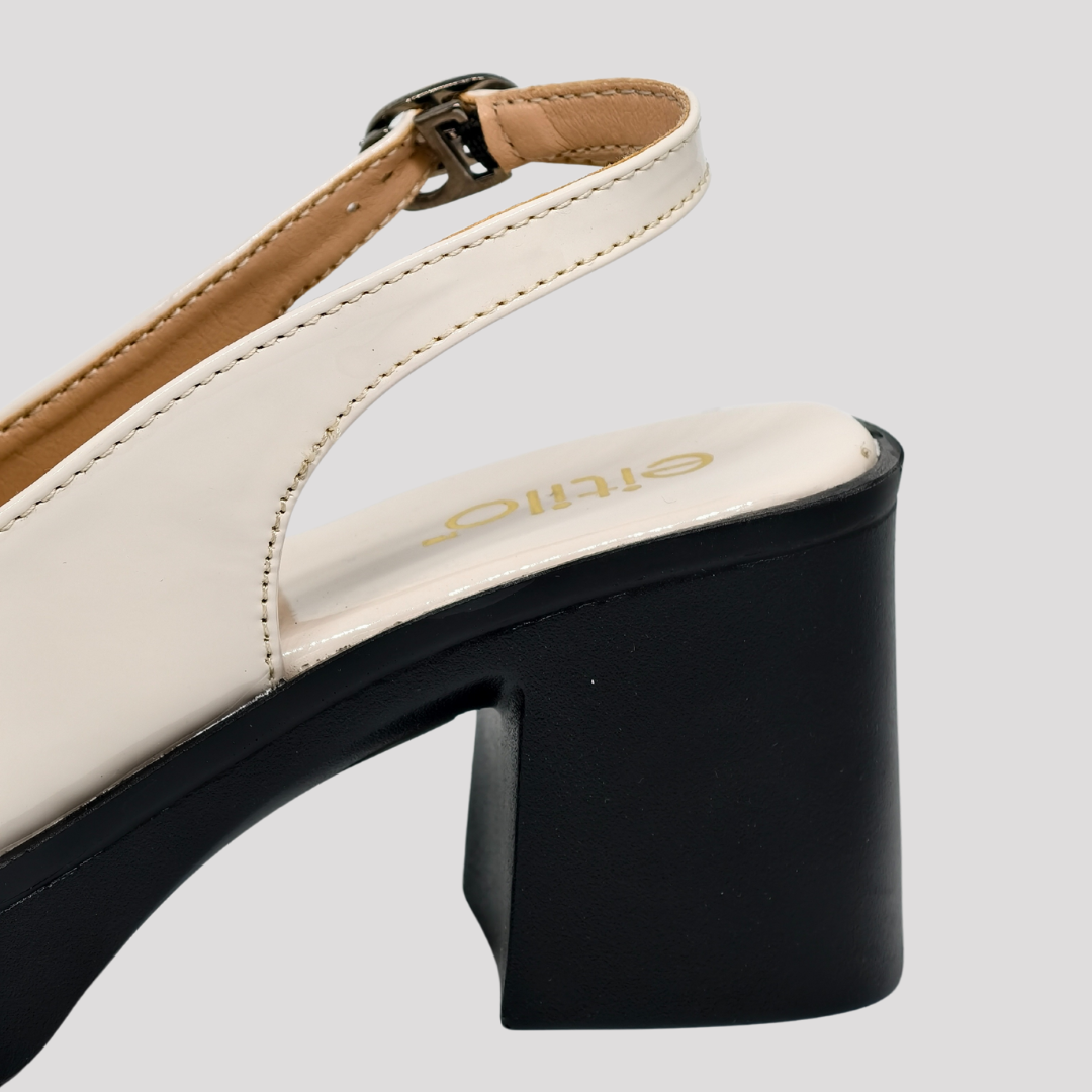 Cream Block-Heeled Sandal