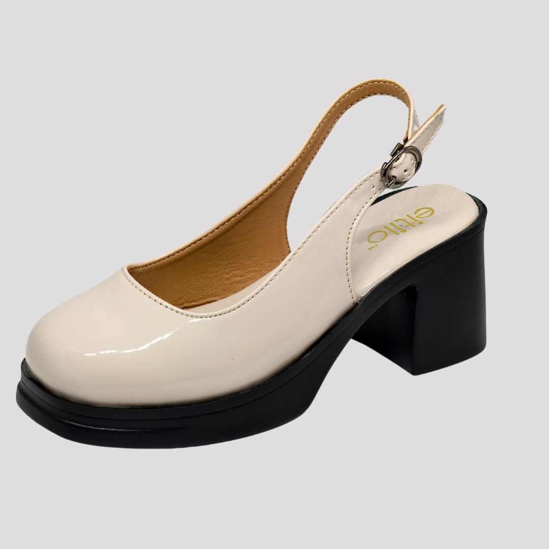 Cream Block-Heeled Sandal