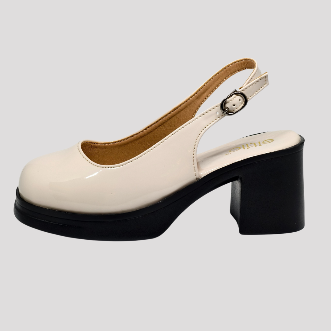 Cream Block-Heeled Sandal