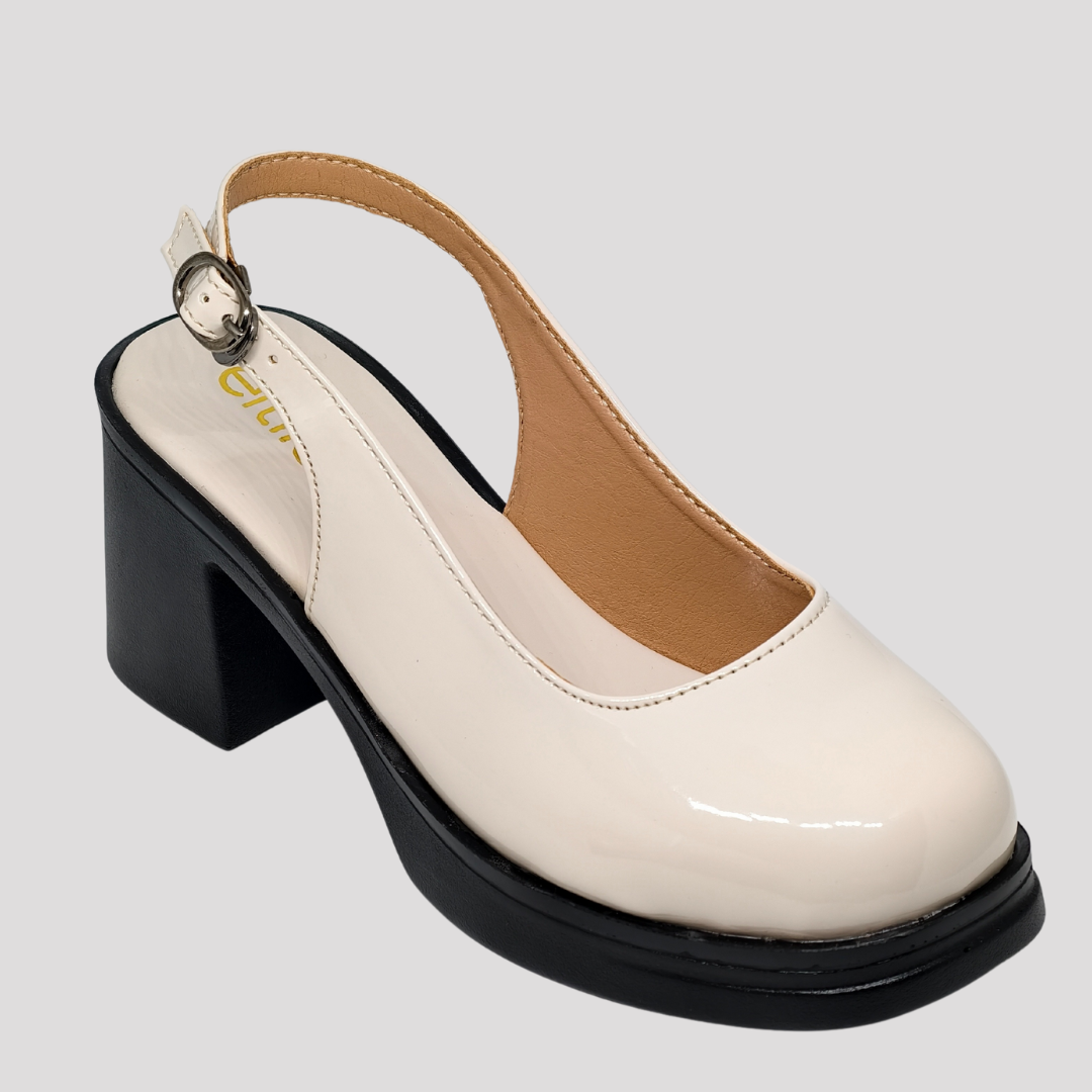 Cream Block-Heeled Sandal