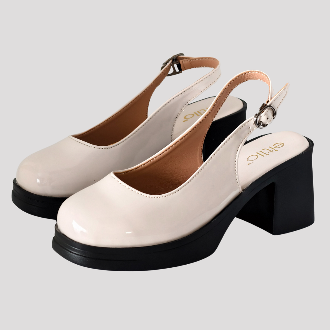 Cream Block-Heeled Sandal