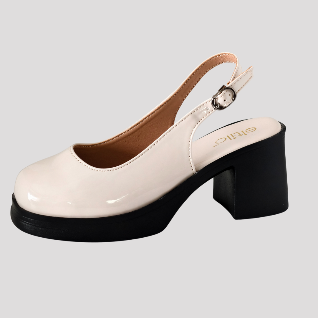 Cream Block-Heeled Sandal