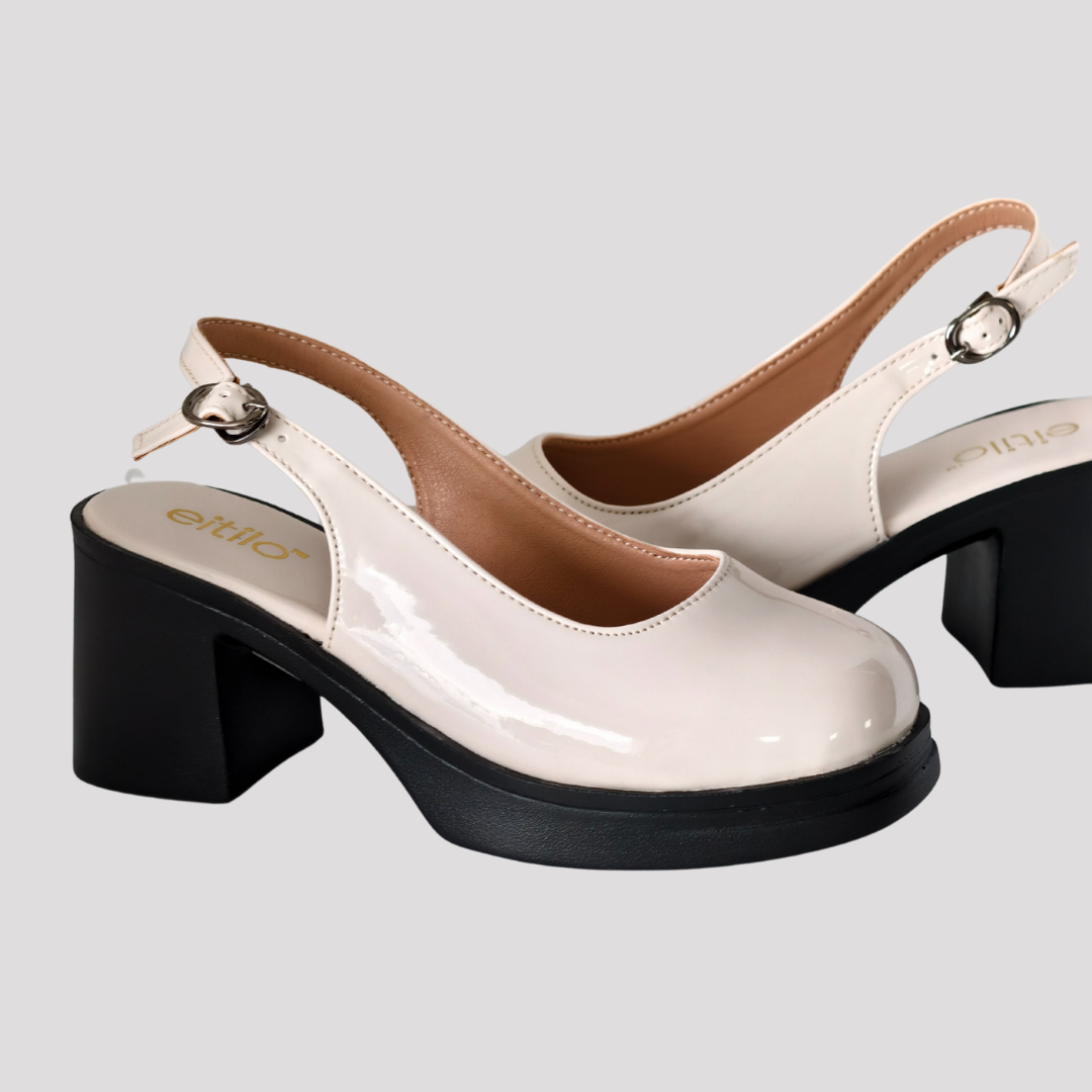 Cream Block-Heeled Sandal