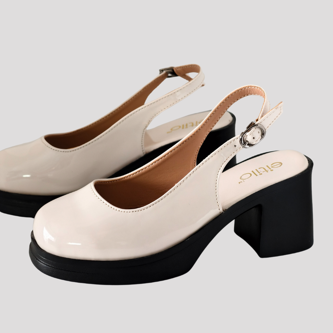 Cream Block-Heeled Sandal