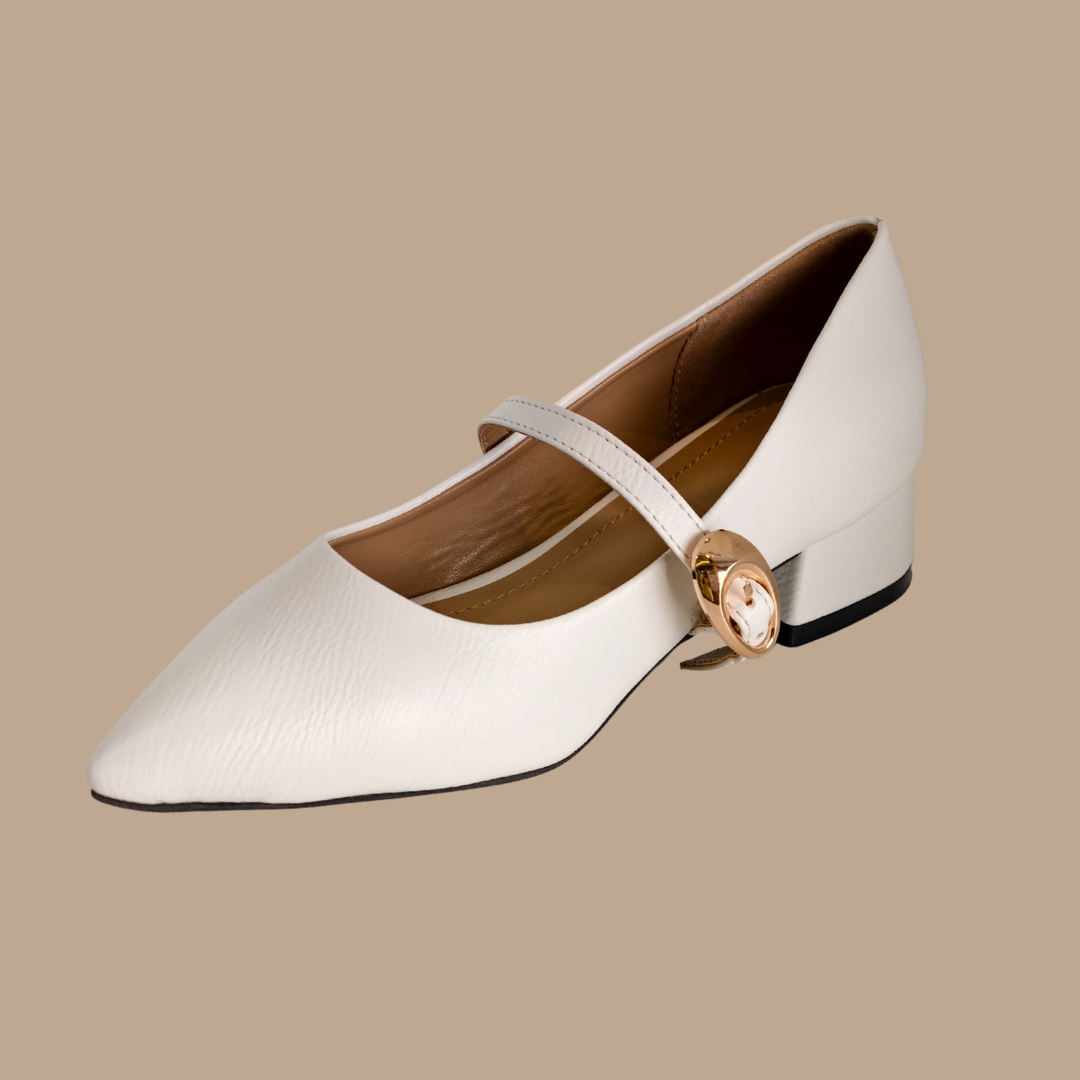 Snow White Buckle Heels