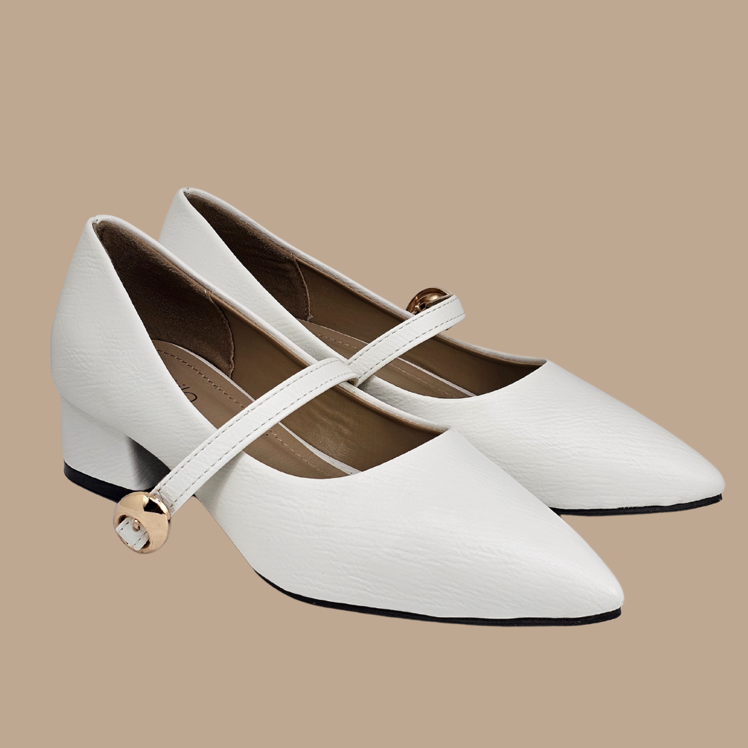 Snow White Buckle Heels