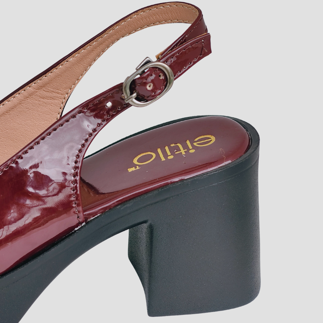 Maroon Block-Heeled Sandal