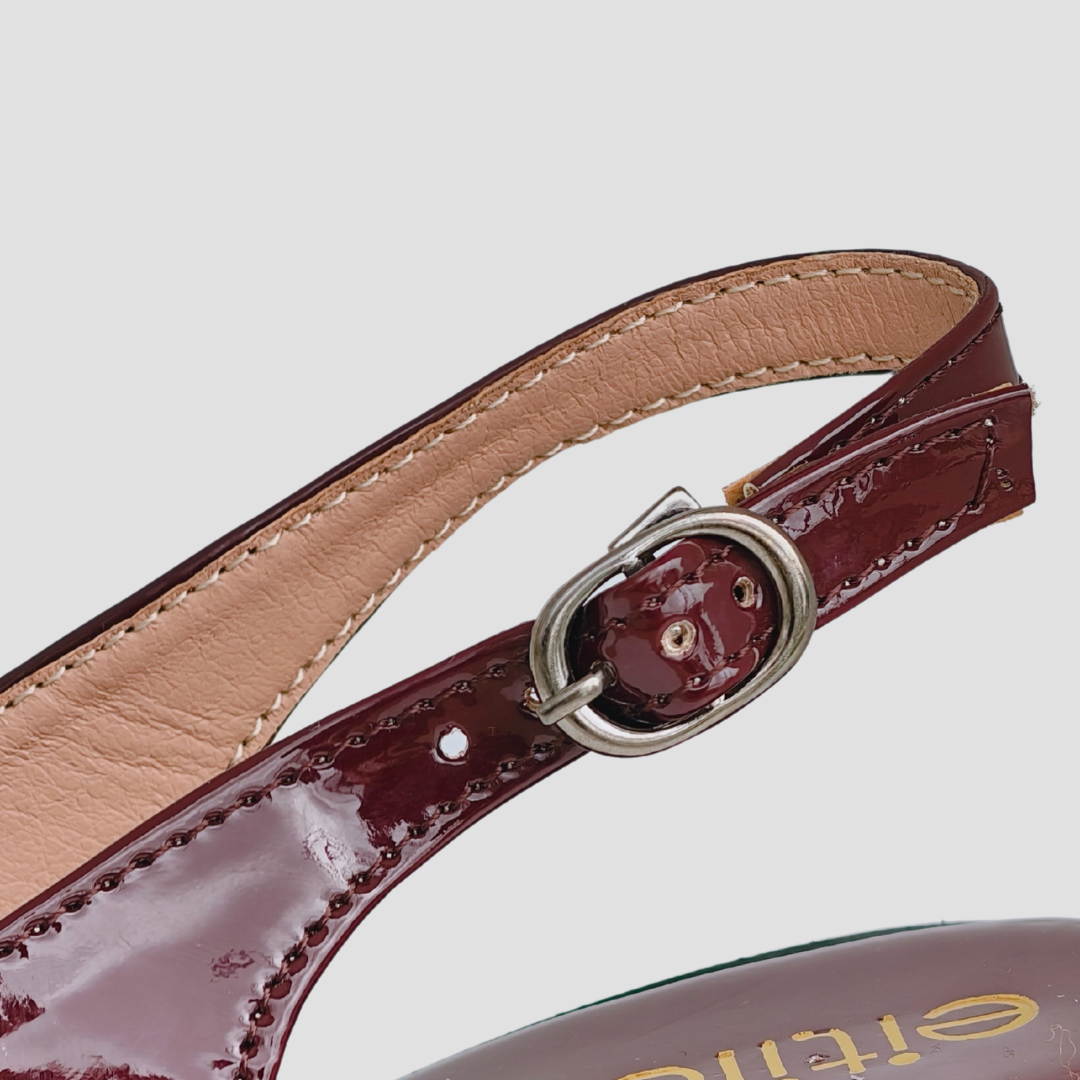 Maroon Block-Heeled Sandal