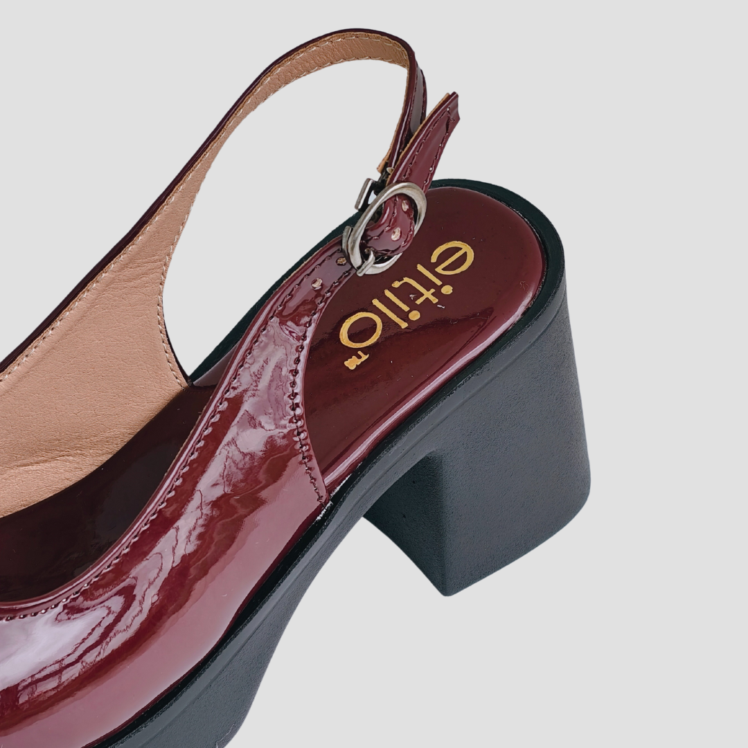 Maroon Block-Heeled Sandal