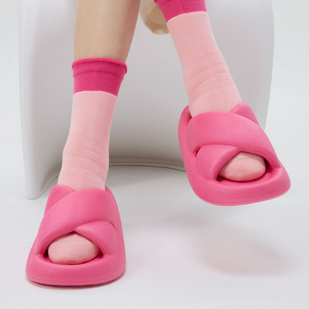 Hot Pink Criss-Cross Slippers