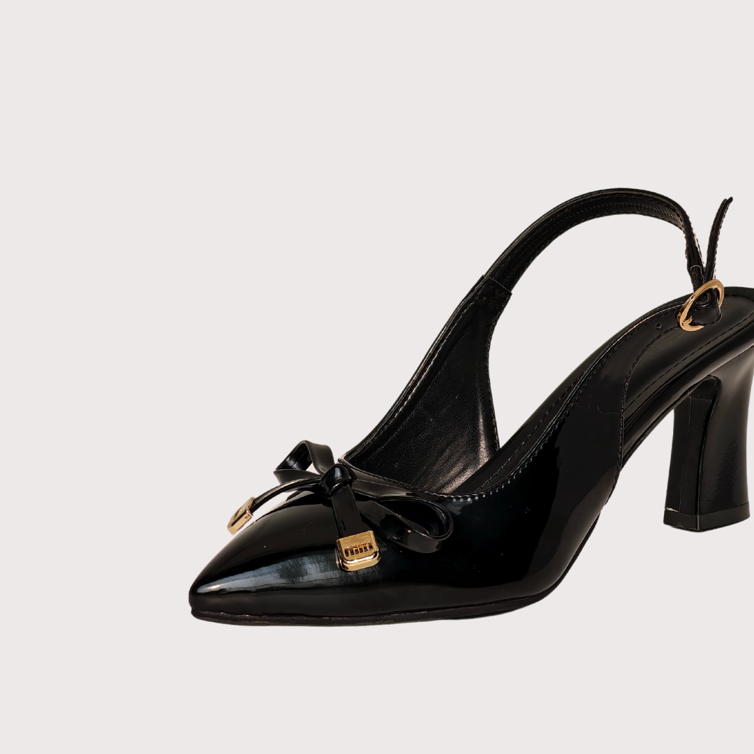Black Bow Pointed Heels