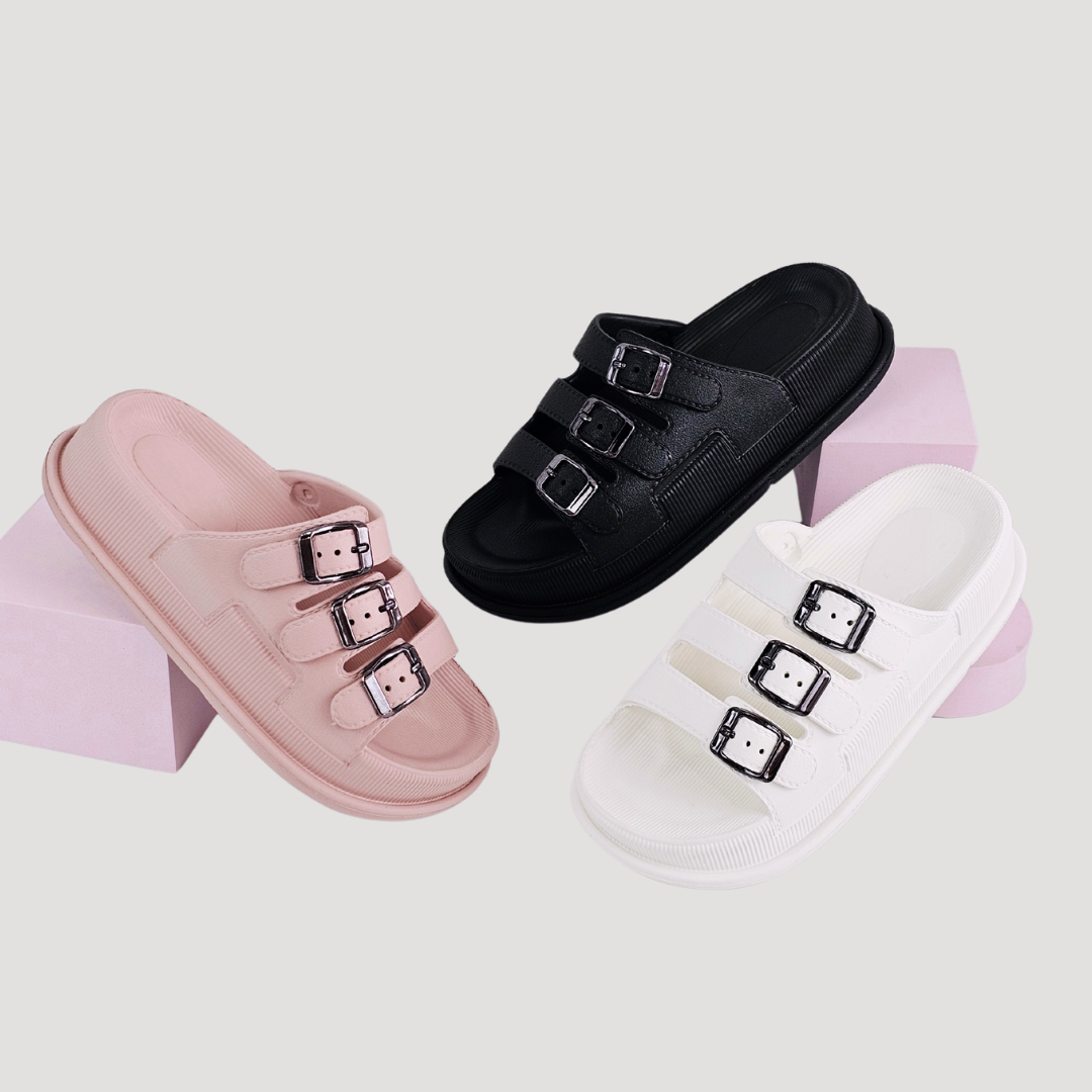 Triple Buckle Slippers