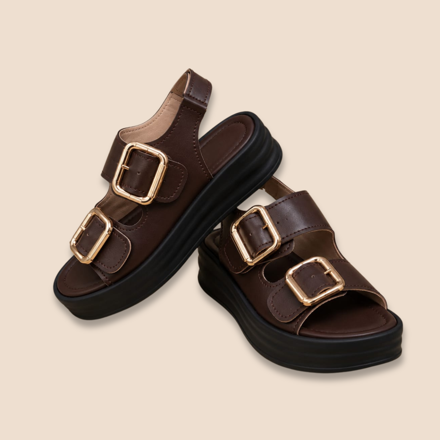 Cocoa Double Buckle Platform Sandals