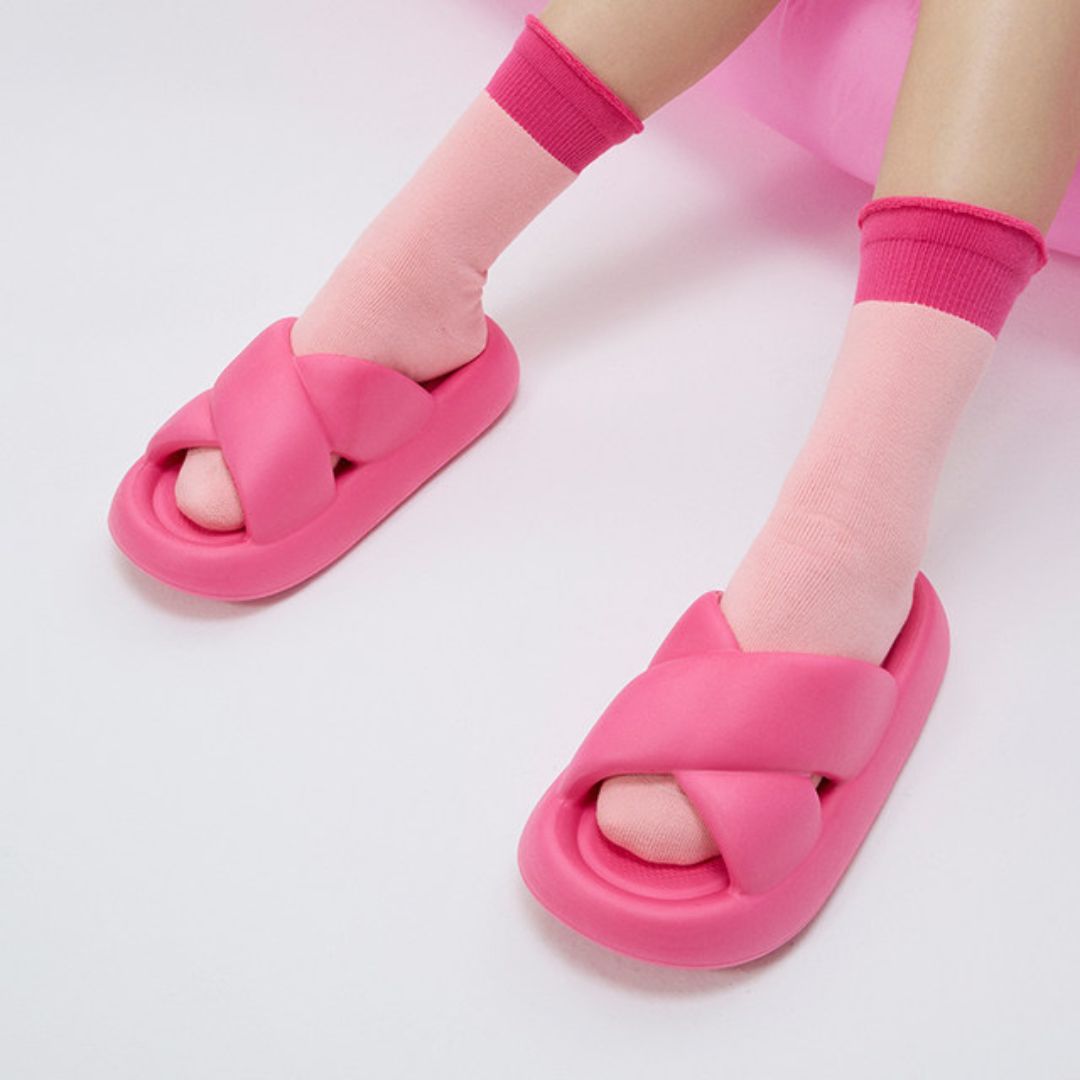 Hot Pink Criss-Cross Slippers