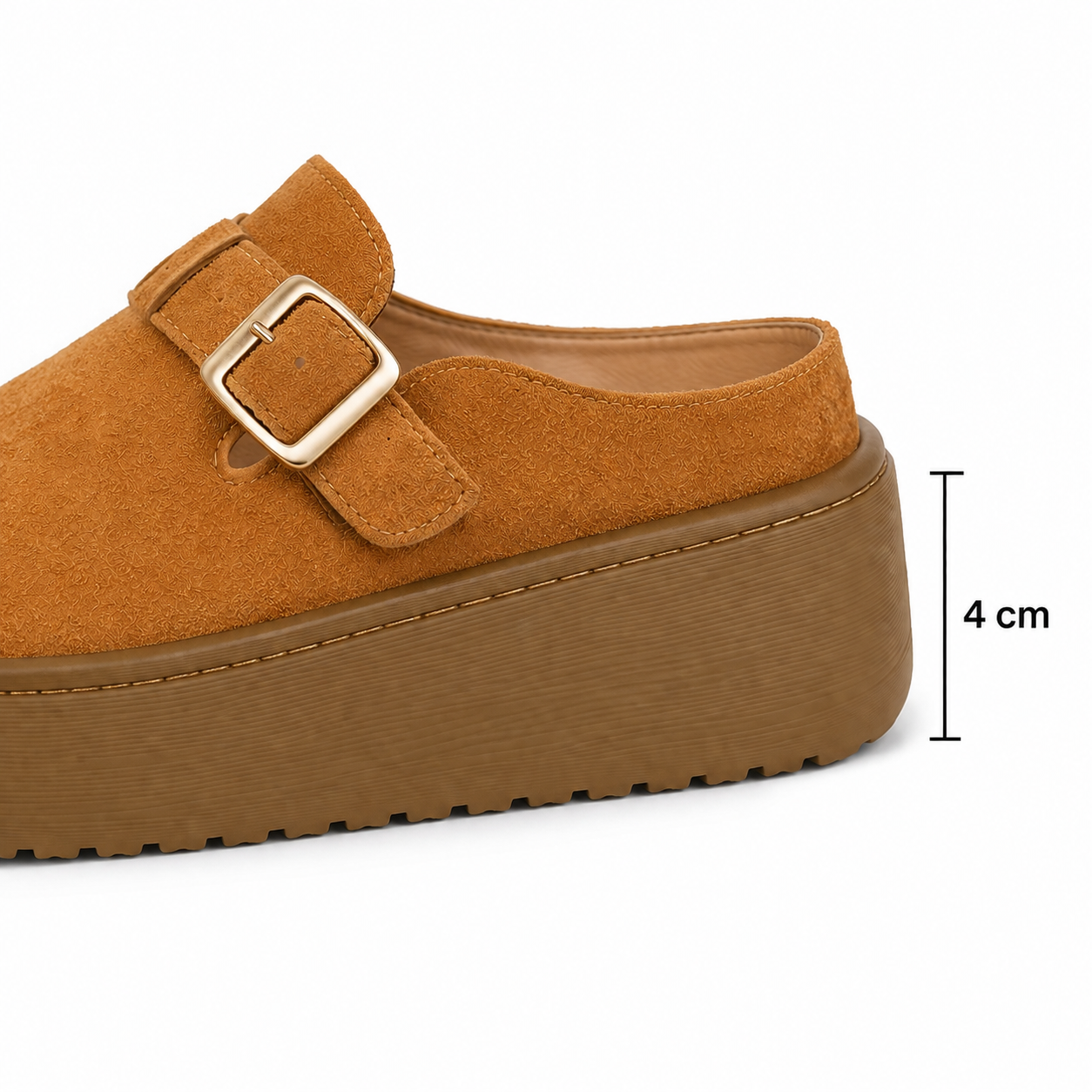 Lightweighted Brown Platform Mules