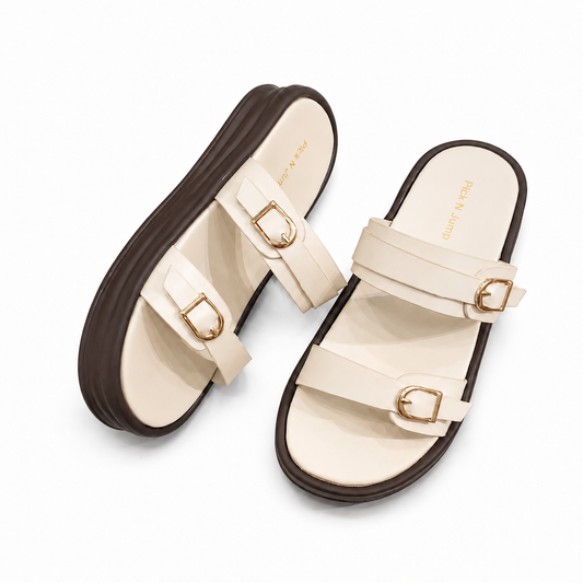 Coco Brown Sole  Platform Slides
