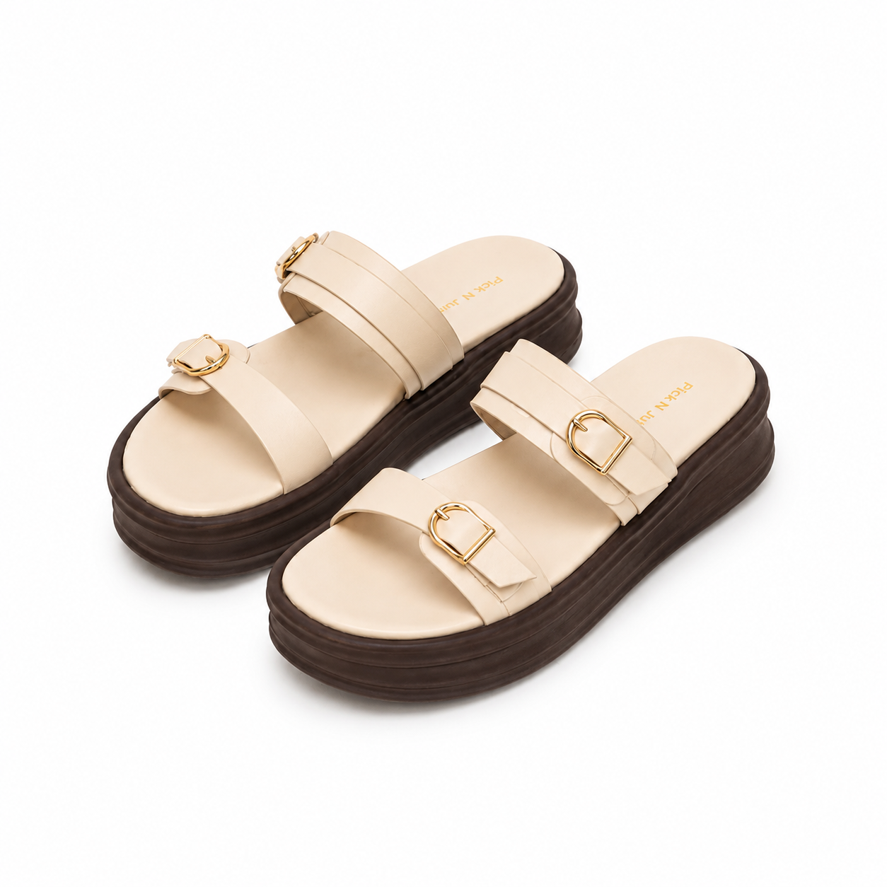 Coco Brown Sole  Platform Slides