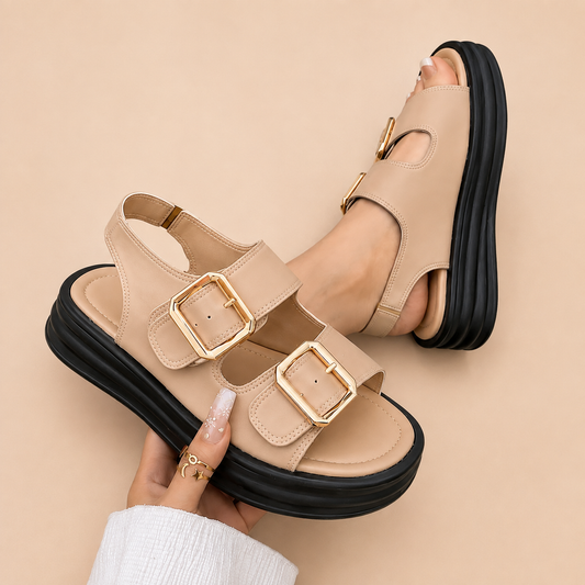 Creamy coco Double Buckle Platform Sandals