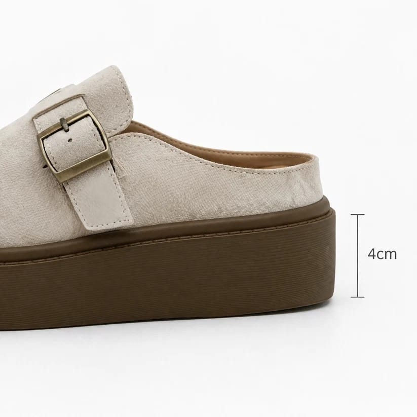 Lightweighted Grey Platform Mules