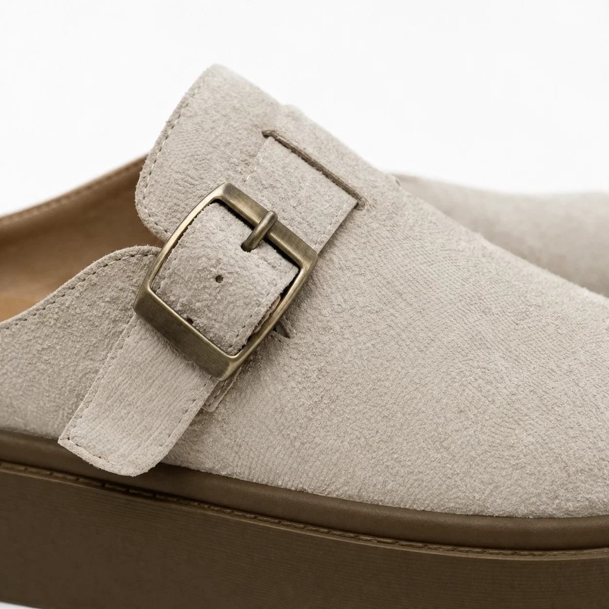 Lightweighted Grey Platform Mules
