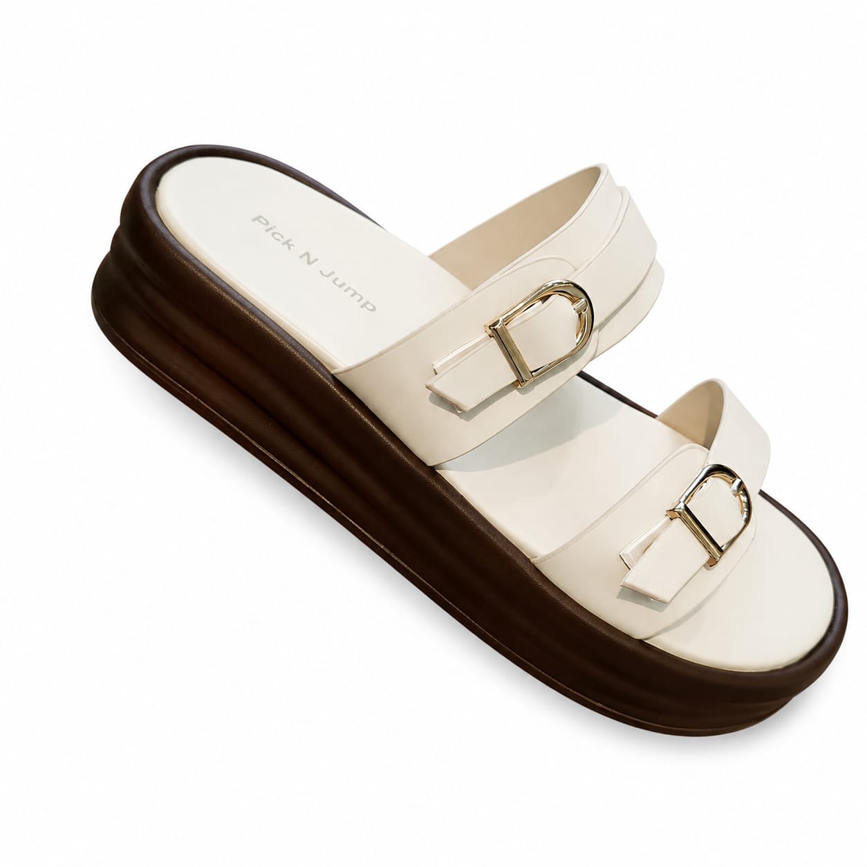 Coco Brown Sole  Platform Slides