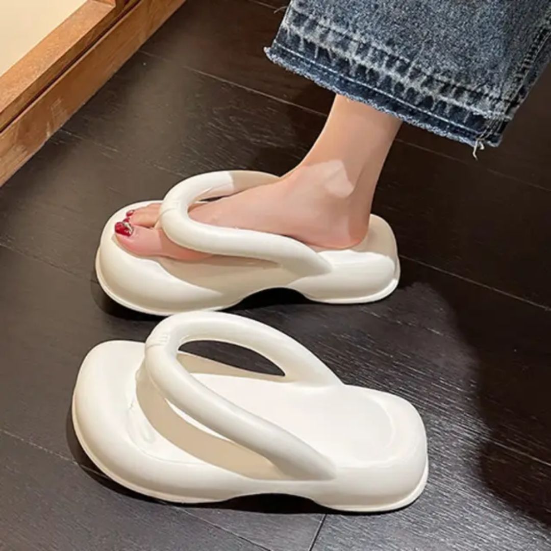 White Thick Sole Comfy Flip Flop