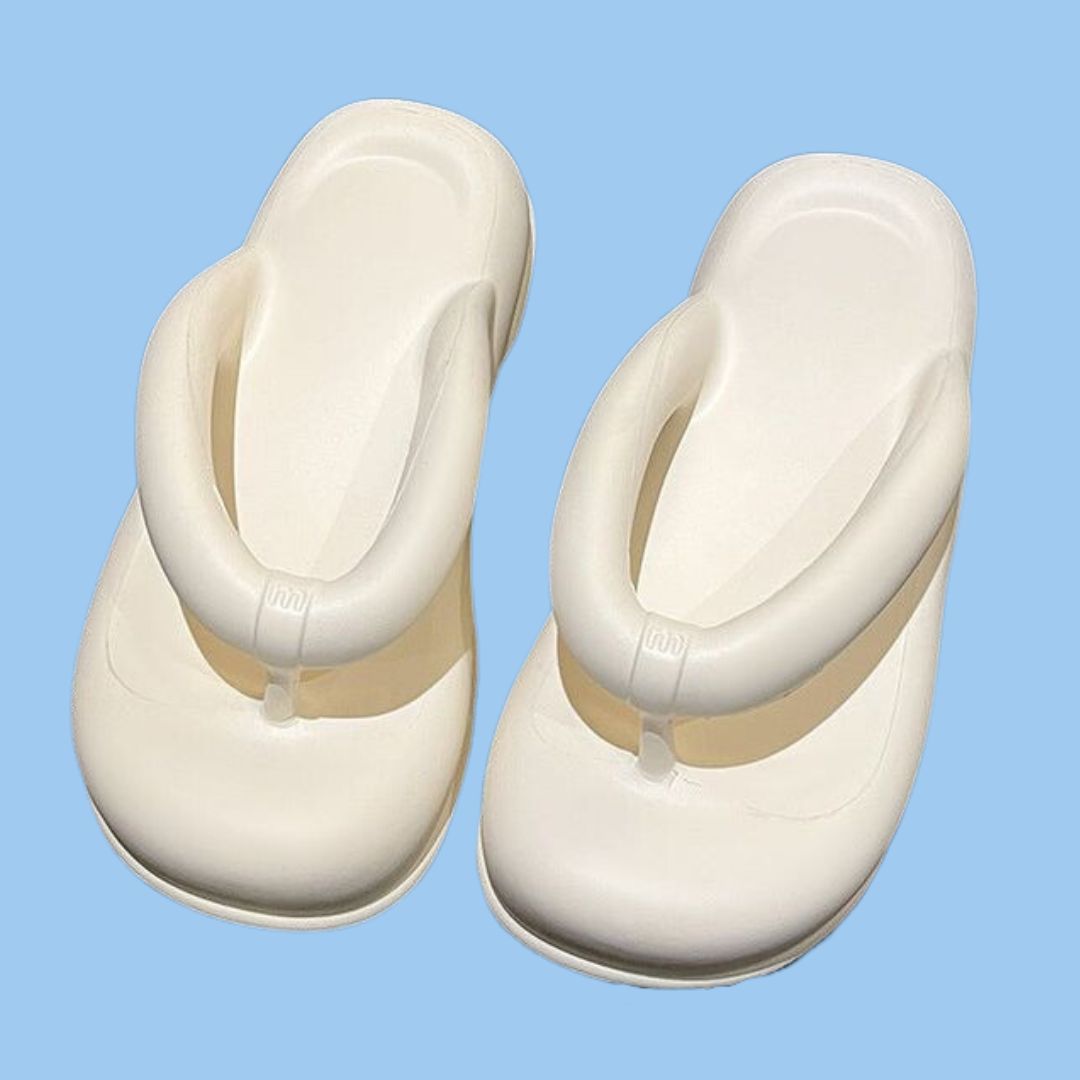 White Thick Sole Comfy Flip Flop