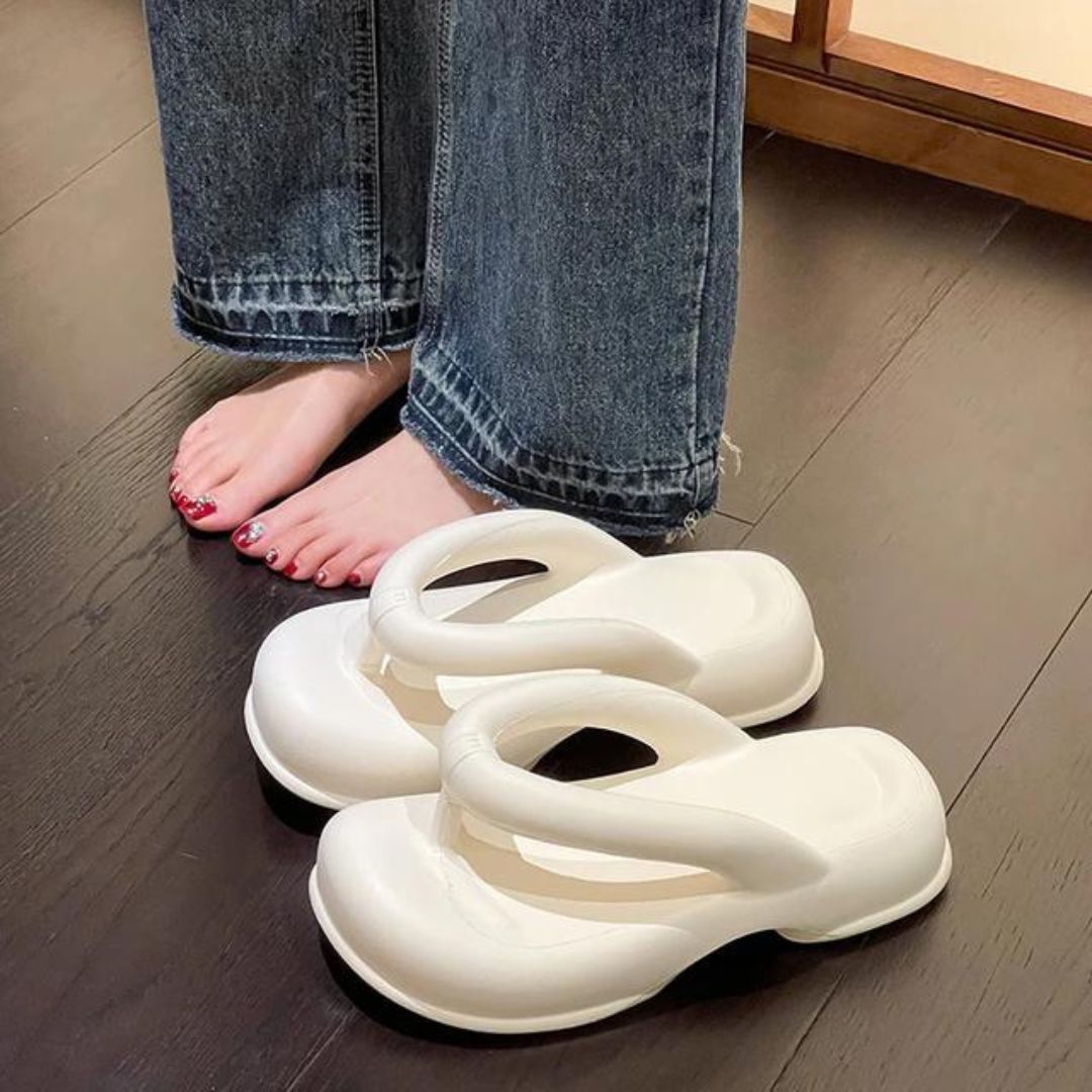 White Thick Sole Comfy Flip Flop