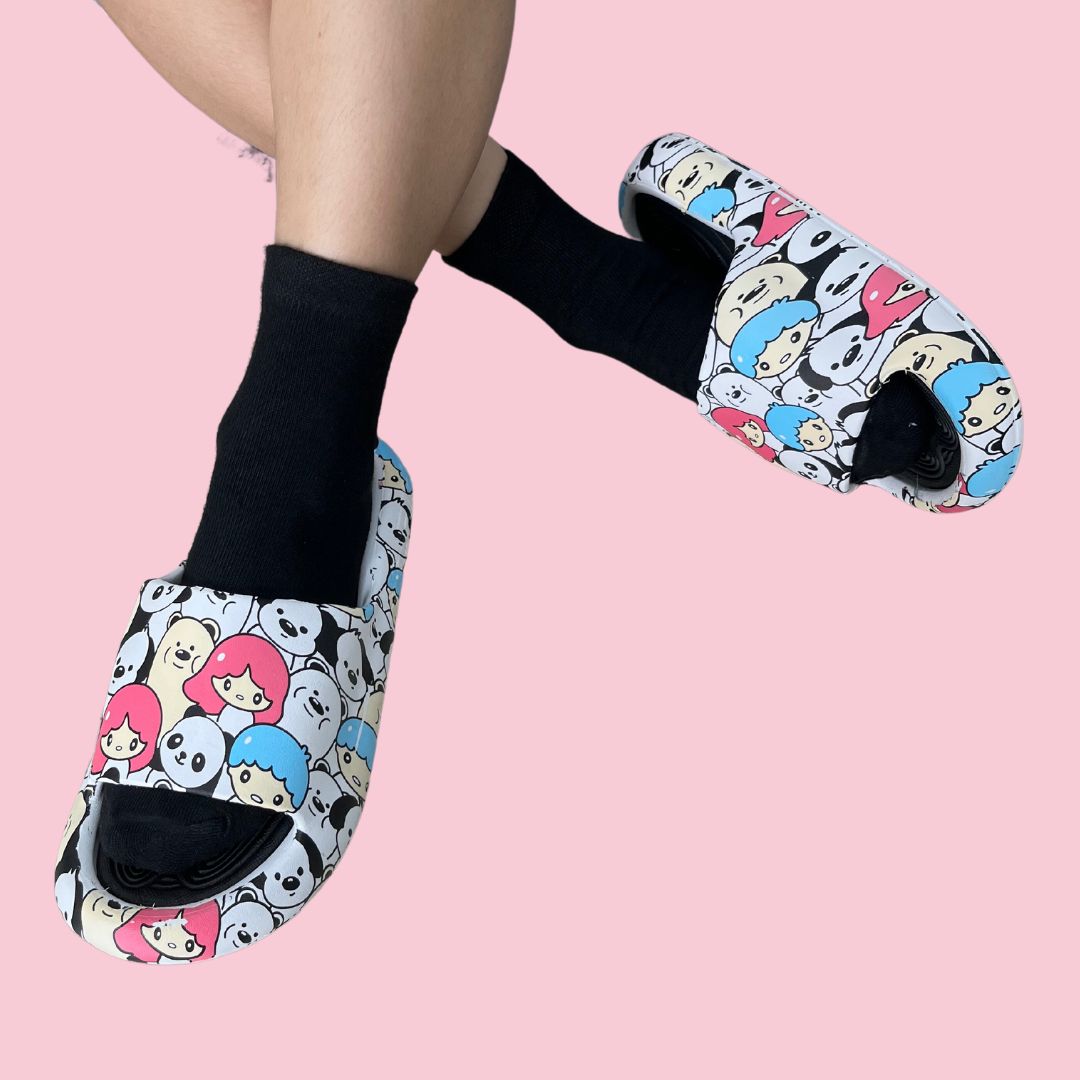 Cute Doodles Slides (Black Sole)
